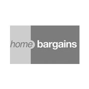 A gray and white logo for home bargains