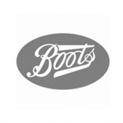 A gray oval with the word boots written in it.