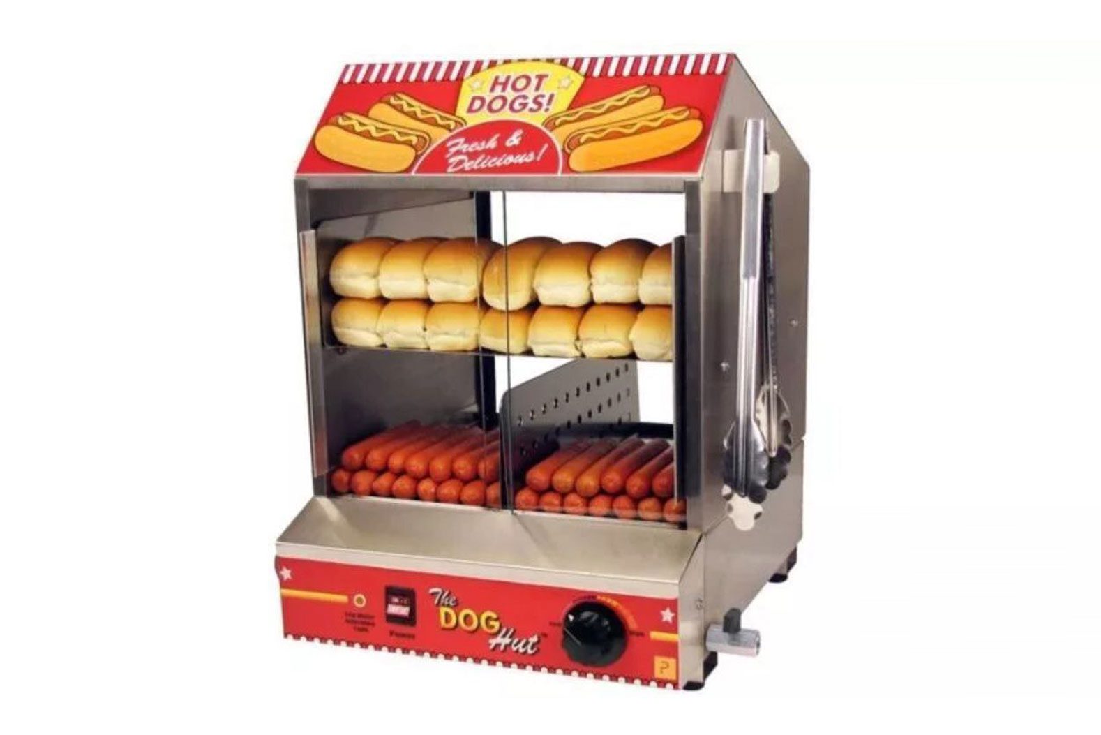 A hot dog bun machine with buns in it.