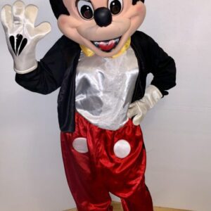 A mickey mouse character waving to the camera.