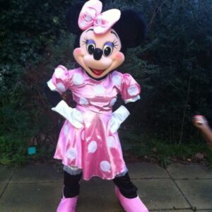 A minnie mouse character in pink dress