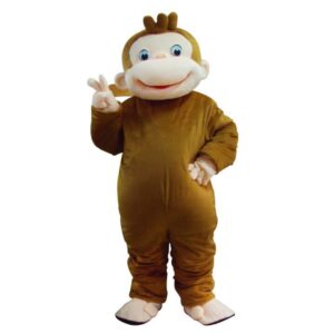 A monkey mascot costume is standing up.