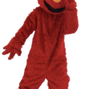 A red elmo costume is shown in this picture.